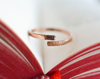 Adjustable Bronze Ring: Chunky Unisex Hammered Jewelry