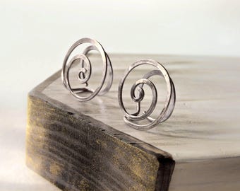Orecchini a clip a spirale in argento sterling martellato, orecchini senza orecchini