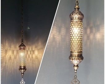 Free UK/EU Led Bulb,Moroccan Turkish Cylinder Blown Glass Ceiling Pendant Light Lamp, Kitchen Island Lighting, Cylinder Light