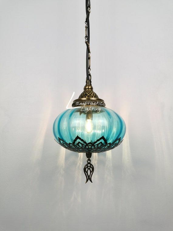 6 Colours Turkish Blown Glass Hanging Pendant Lamp for Bedroom