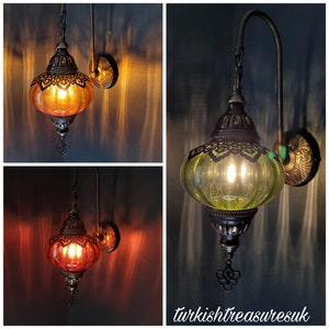 Gratis LED-lampa i Storbritannien/EU, fantastisk vägglampa i blåst ribbat glas, turkisk lampa, vägglampa för vardagsrum, restauranglampa