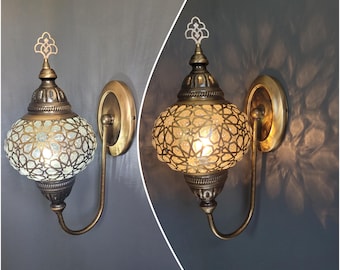 Lámpara de pared de vidrio ovalado soplado con láser con bombilla LED gratuita para Reino Unido/UE, impresionante lámpara turca, lámpara de pared para sala de estar, luz de pared vertical