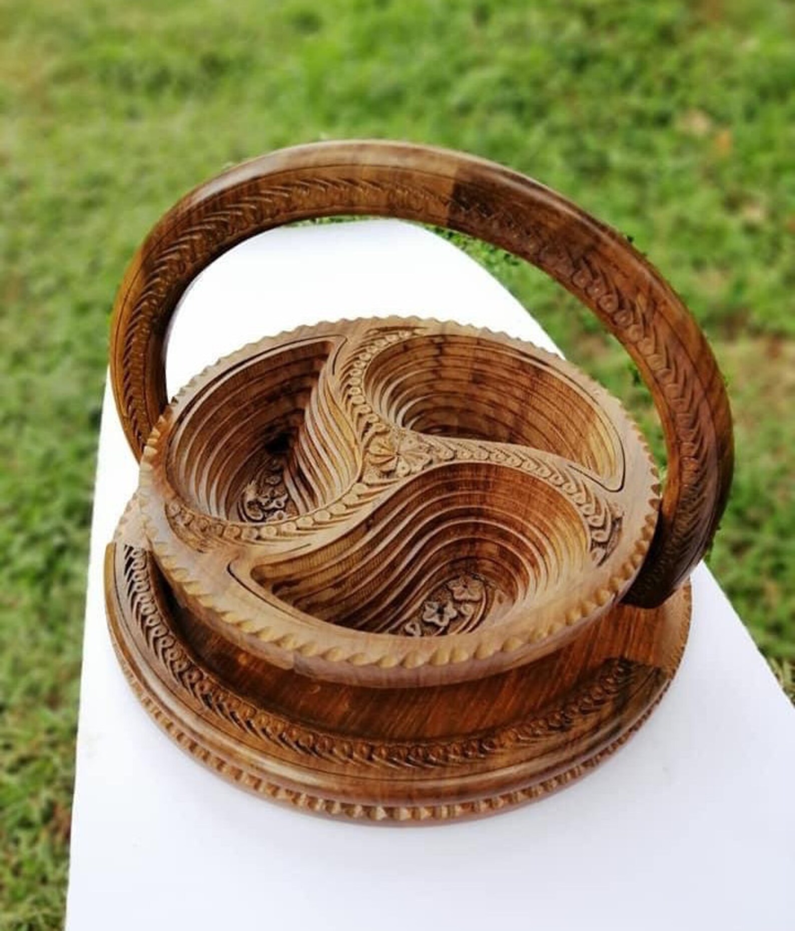 Wooden Handmade Collapsible Antique Dry Fruit Basket Folding Etsy