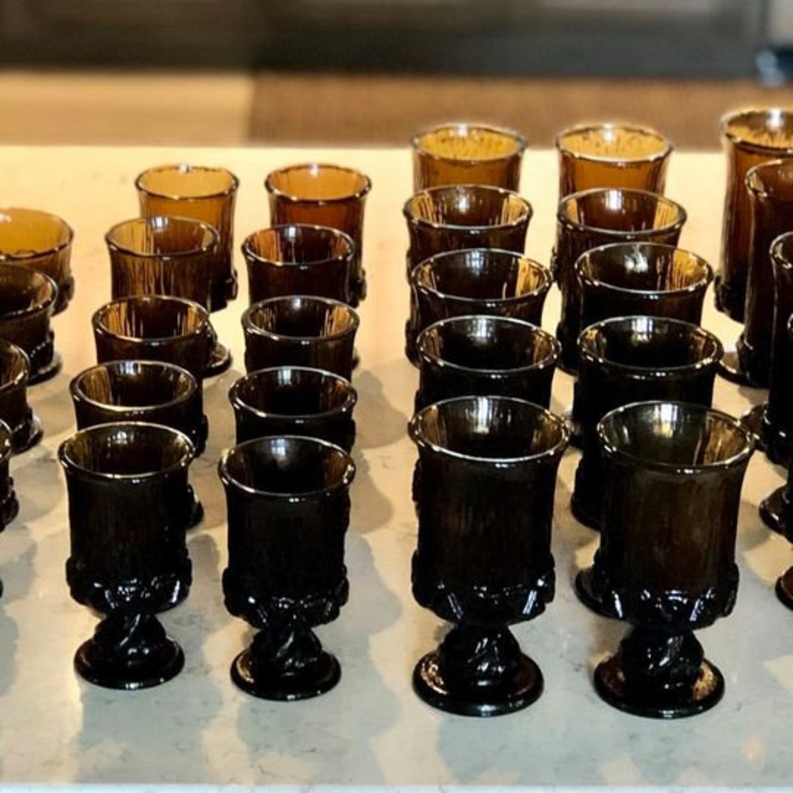 Vintage Fostoria Sorrento Brown 40 pcs Glassware Etsy