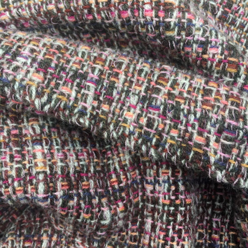 Handwoven luxury lambswool blanket scarf pinks, ochres, soft tangerine, brown and ecru image 4