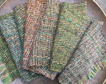 Handwoven luxury lambswool blanket scarf | brown, umber, green, burnt orange and sea green