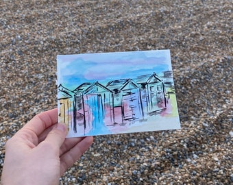 Brighton Beach Huts Postcard