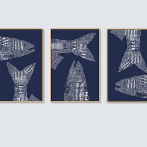 Fish Print set of 3 Trout Fish Printable Wall Art Modern Lake House Decor Fishing Poster Coastal Home Art Beach House Art DIGITAL DOWNLOAD
