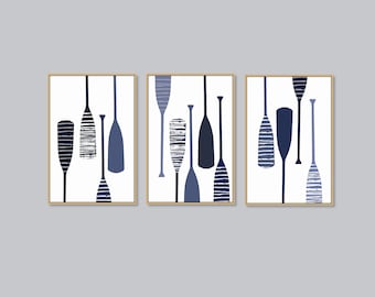 Oars Print Set of 3, DIGITAL DOWNLOAD Lake House Art, Coastal Wall Art, Beach Home Decor, Oar Paddle Printable Art Cabin Decor Nursery Print