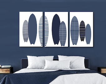 Surfboard Print Set of 3, DIGITAL DOWNLOAD, Coastal Wall Art, Modern Beach House Decor, Surfboard Wall Art Printable Surf Poster Surfer Gift