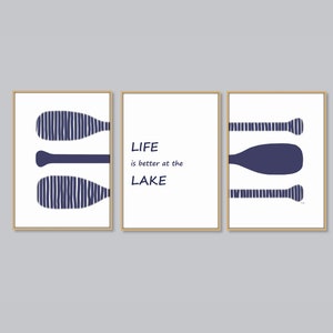 Oars Print Set of 3, DIGITAL DOWNLOAD, Lake Sign, Triptych Coastal Wall Art, Lake House Decor, Oar Paddles Printable Art, Lakehouse Wall Art
