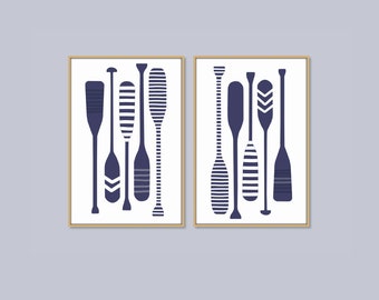 Oars Print Set of 2 Lake House Art Coastal Wall Art Beach House Decor Oar Paddle Printable Art Lake Cabin Decor Oar Print DIGITAL DOWNLOAD