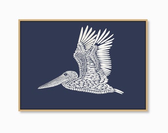 Pelican Print, White Pelican Wall Art, Bird Drawing, Sea Beach Bird Art, Beach House Decor, Coastal Bird Print Nursery Art, Digital Download