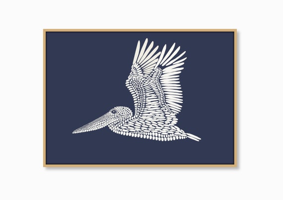 Pelican Print, White Pelican Wall Art, Bird Drawing, Sea Beach Bird Art, Beach House Decor, Coastal Bird Print Nursery Art, Digital Download