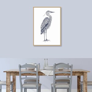 Blue Heron Wall Art, Navy Nautical Art Print, Navy Blue White Water Birds, Modern Beach House Lakehouse Art Coastal Minimalist Printable Art image 10