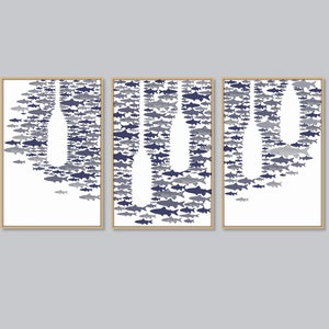 Oars Printable Set of 3 Paddles and Fish Poster Lake Cabin Decor Coastal Wall Art Lake House Art Prints 2:3 ratio and 11x14 DIGITAL DOWNLOAD
