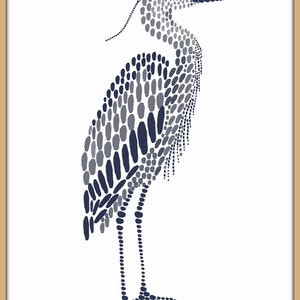 Blue Heron Wall Art, Navy Nautical Art Print, Navy Blue White Water Birds, Modern Beach House Lakehouse Art Coastal Minimalist Printable Art image 2