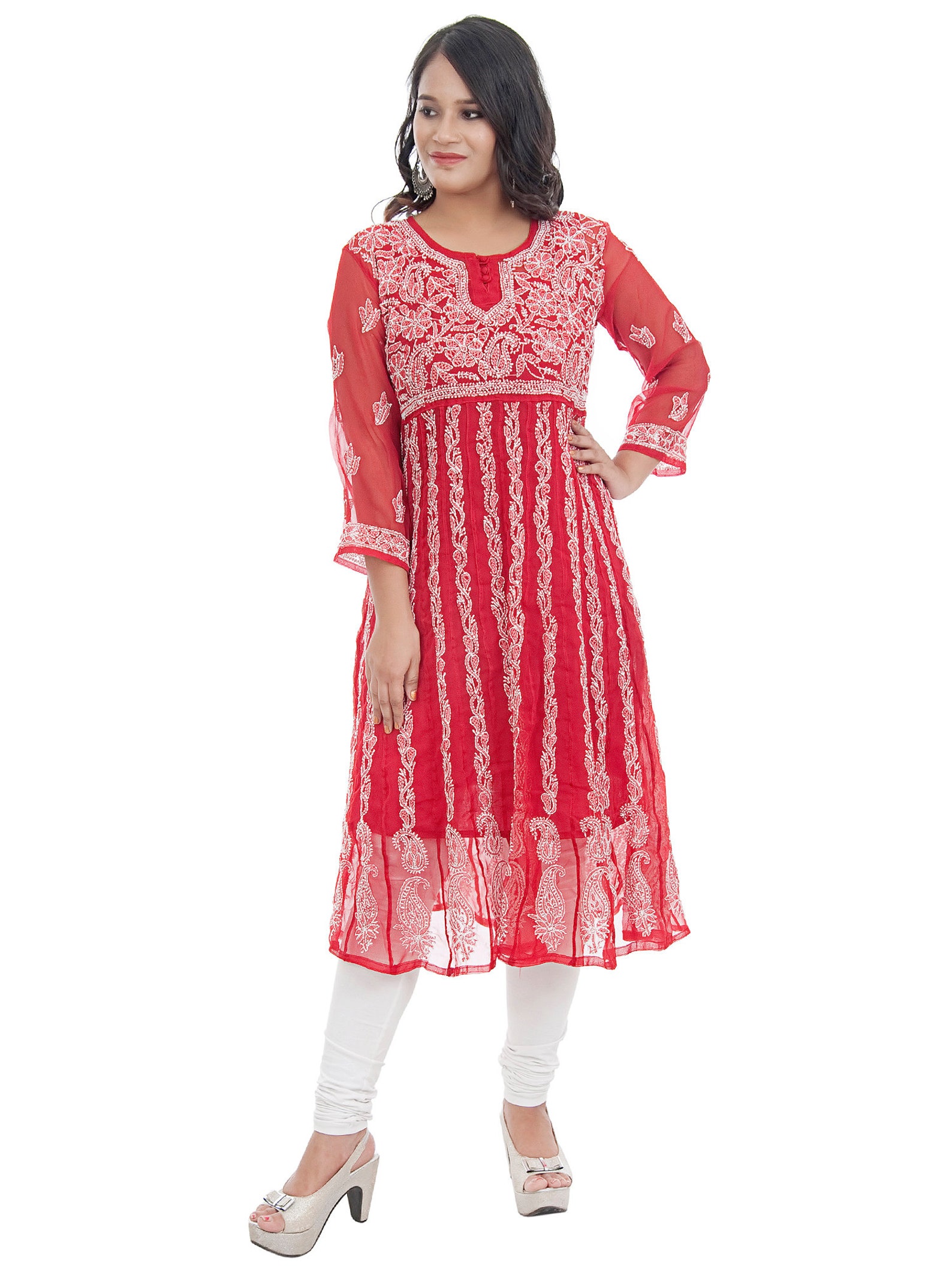 chikankari kurti material online