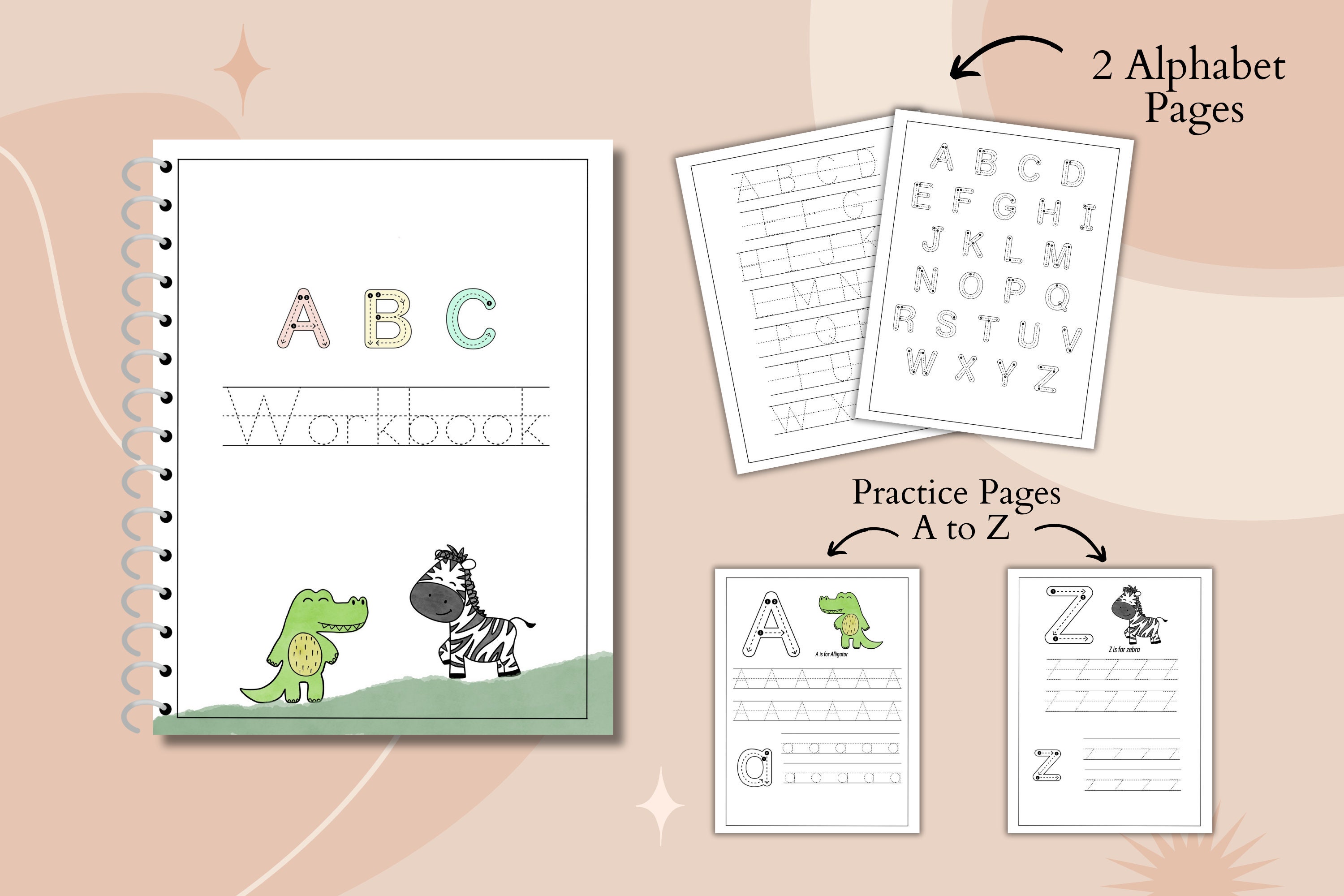 ABC Tracing Workbook AZ Tracing Printables for Preschool Etsy