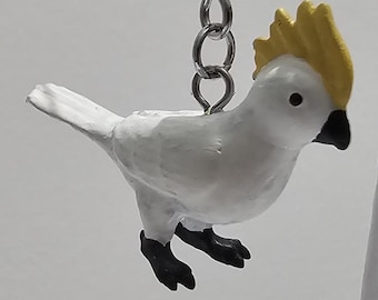 Hand-Painted 3D Printed Cockatoo Earrings, Surgical Steel