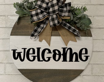 Welcome Sign, Welcome Wreath Front Door, Farmhouse Welcome Door Hanger,  Front Porch Decor, Housewarming Gift, Home Sign, Home Sweet Home