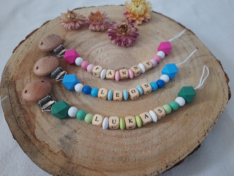 Unique Pacifier Chain Pacifier Chains With Names Personalized as a Gift for Birth or Baptism ...