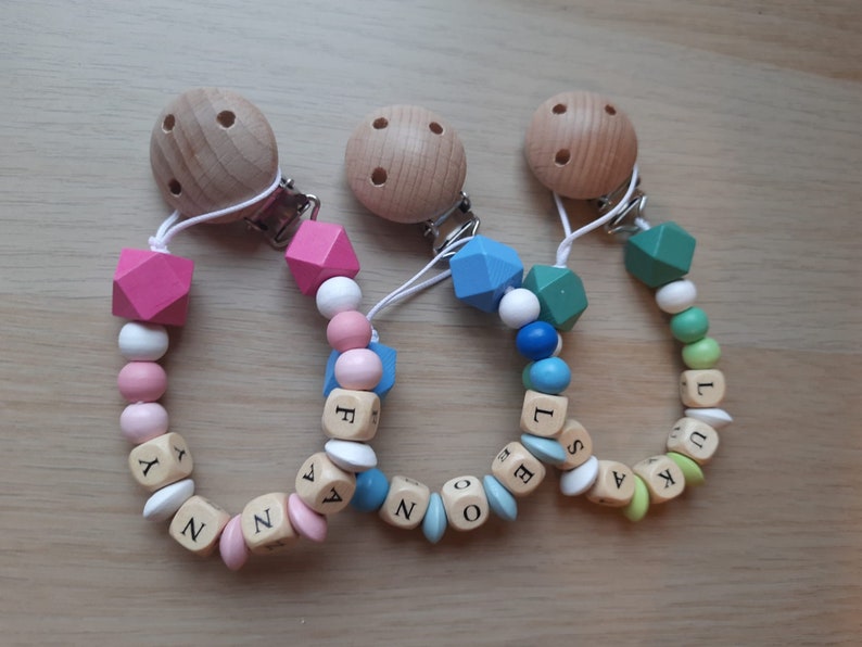 Unique Pacifier Chain Pacifier Chains With Names Personalized as a Gift for Birth or Baptism ...