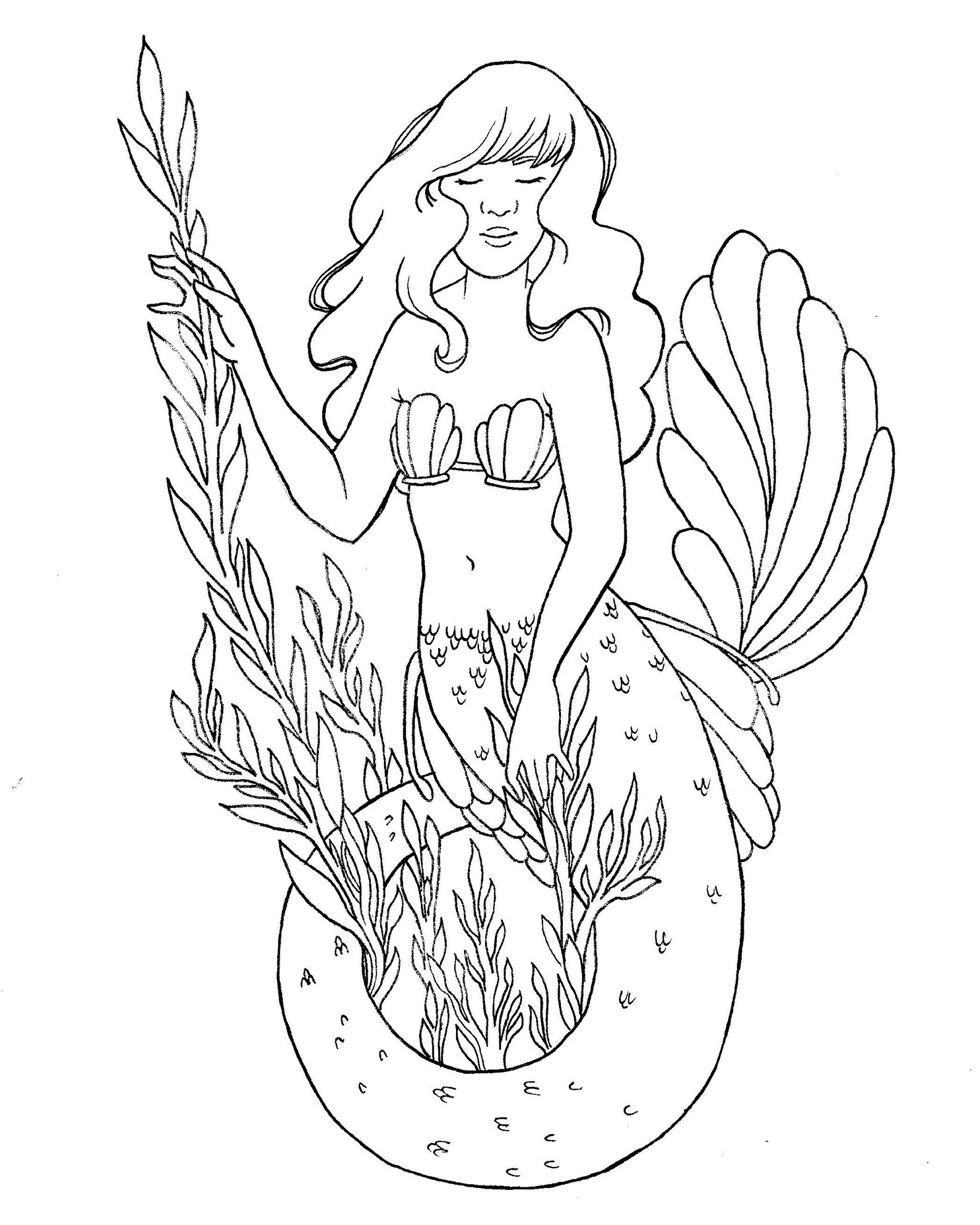 Página para colorear sirena 4 | Etsy