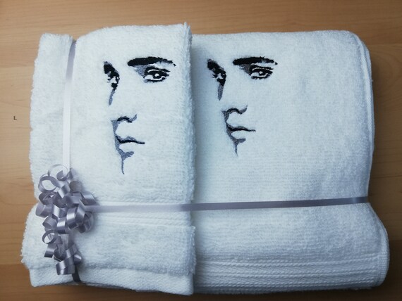 personalised hand towel & face cloth beautifully embroidered quick Elvis 