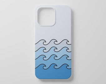 simple waves, minimalistic ocean iPhone case, summer vibe case for iPhone 15 14 13 12 11 Pro Max 8 Plus X, Samsung Galaxy S23 S22 S20 Ultra