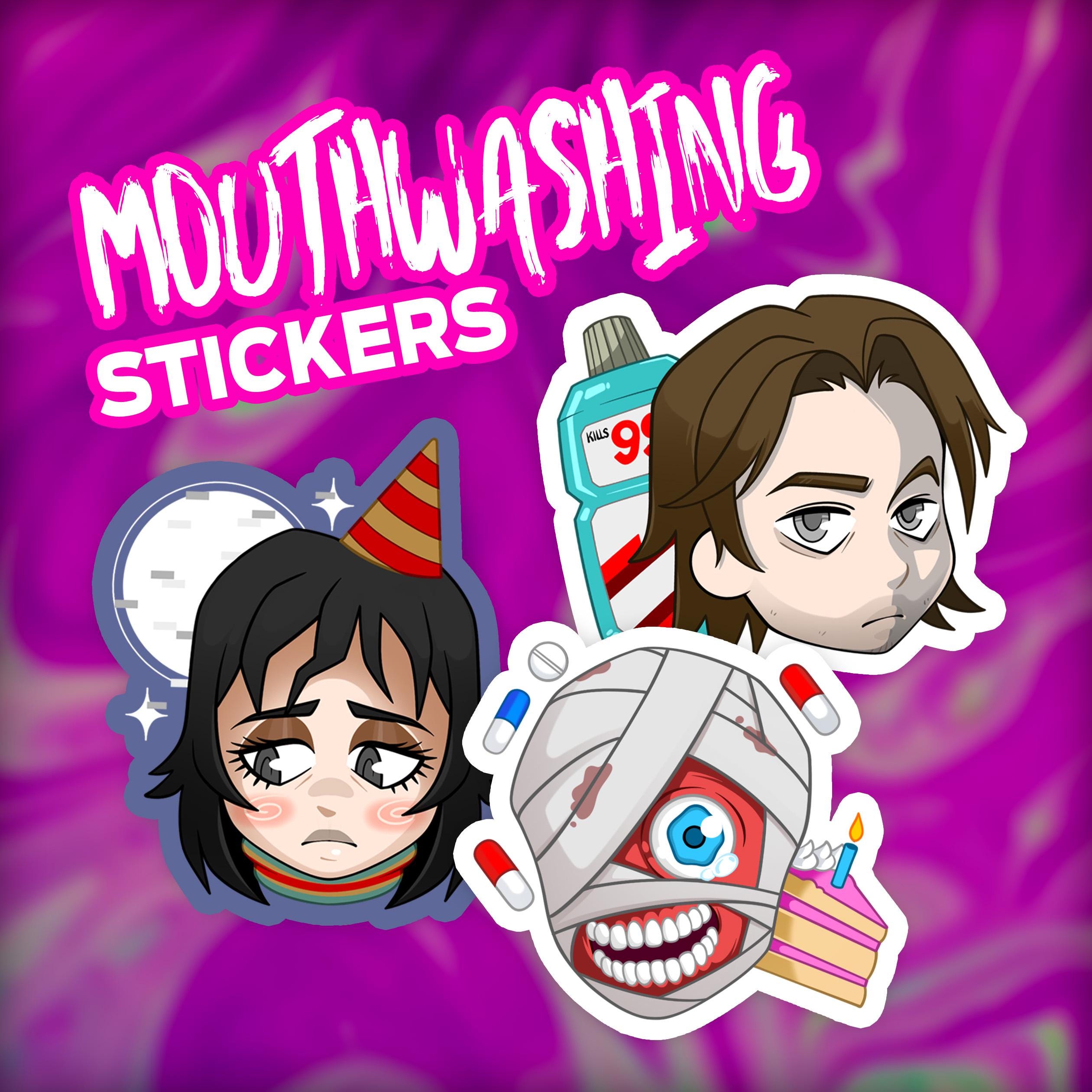 Curly, Jimmy & Anya: Mouthwashing Stickers - Etsy