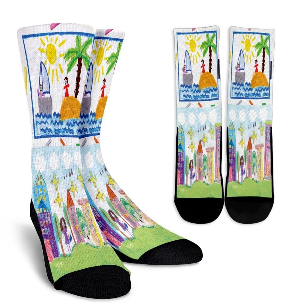 Kid Art Socks Custom Printed Socks Personalized Sock Custom Etsy