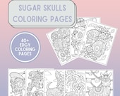 Coloring Pages Printable Sugar Skulls 40 Pages Dia de los Muertos Day of the Dead Coco Skeleton Skulls Instant Download PDF File