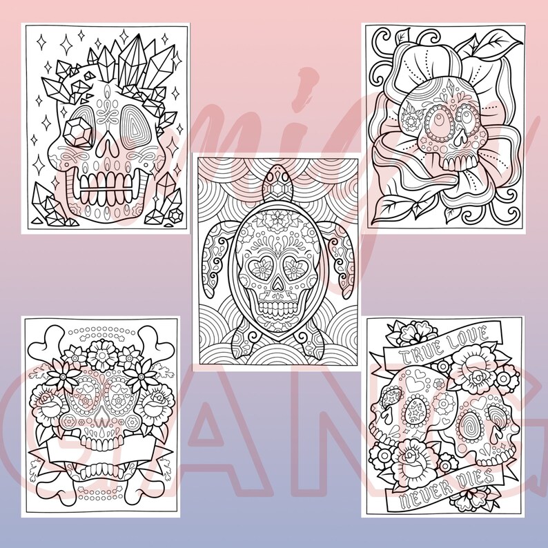 Coloring Pages Printable Sugar Skulls | 40 Pages | Dia De Los Muertos ...