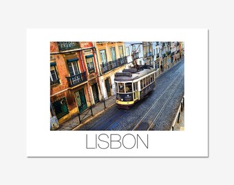 Ready made to print out for any ratio. Printable wall art Lisbon print A yellow tram up the hill in Lisbon color travel photography