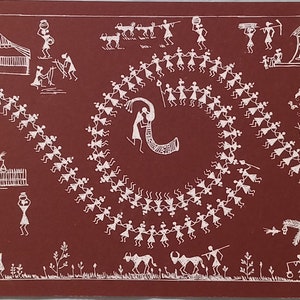Warli Art. Warli tribe village People life. image 1