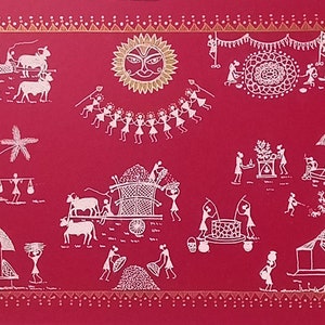 Warli Art. Warli tribe village People life.