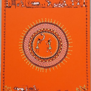 Warli Art. Warli tribe village People life.