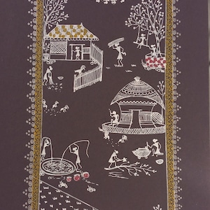 Warli Art . Tribal people of India.Daily life and village farming.