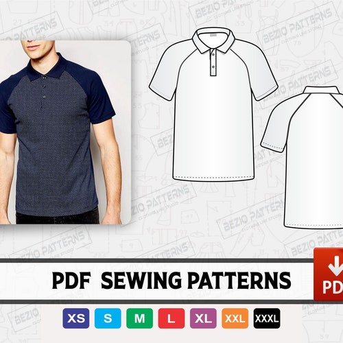 Polo Tee Shirt PDF Sewing Pattern Sizes XS / S / M / L / XL - Etsy