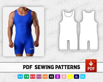 Men Wrestling Singlet Sew Pattern / templates,PDF Sewing Pattern,Digital pattern,Wrestling Singlet pattern,Sizes XS to 3XL,Instant Download