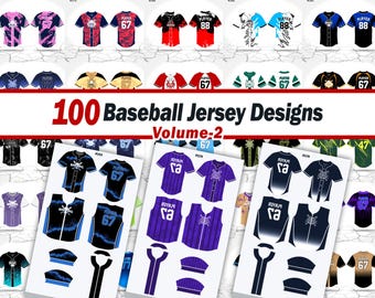 Baseball Sublimation Jersey Design Bundle Valume-2  | Vector Files | 100 Jersey Designs | Instant Digital Download