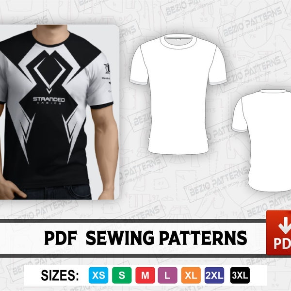 Esport jersey Men Sewing PDf Pattern/templates,PDF Sewing Pattern,Digital pattern,Esport jersey Men,Sizes XS to 3XL,Instant Download
