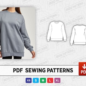 Oversize Sweatshirt Women Sewing PDf Pattern,PDF Sewing Digital pattern baggy over size Sweatshirt,Sizes XS to XL,Instant Download