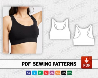 Sports Bra Racerback Sewing Pattern / templates, PDF Sewing Pattern,  Digital pattern sports bra racerback ,Sizes XS-4XL,Instant Download