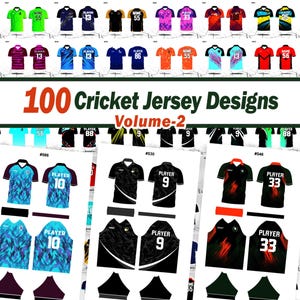 Cricket Sublimation Jersey and Short Design Bundle Volume-2  | Vector Files | 100 Jersey Designs | Instant Digital Download