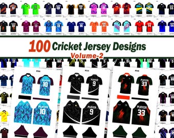 Cricket Sublimation Jersey and Short Design Bundle Valume-2  | Vector Files | 100 Jersey Designs | Instant Digital Download