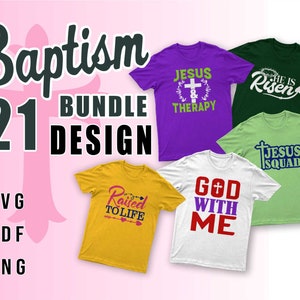 Baptism | 21 Design Bundle Sublimation, Silhouette | SVG, PDF, PNG Cricut print file | Baptism tshirt designs,instant download