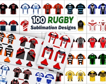 Rugby Jersey Sublimation Design Bundle | Rugby Jersey Designs | Vector Files | 100 Jersey Designs | Instant Digital Download