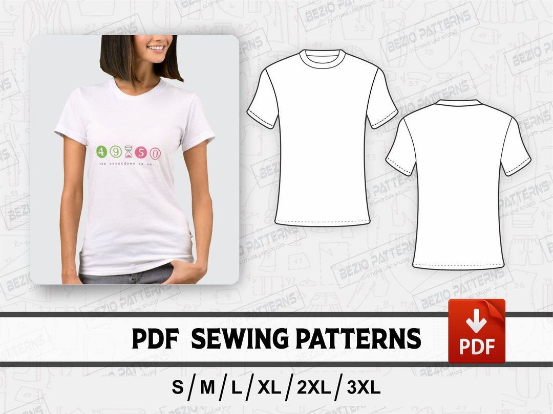 T SHIRT Sewing Women Pattern / Templates, PDF Sewing Pattern, Women ...